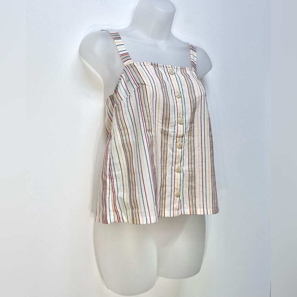 Madewell Cotton Cami w/ Textured Rainbow Stripes Button Front Blouse Size XS - Picture 4 of 11